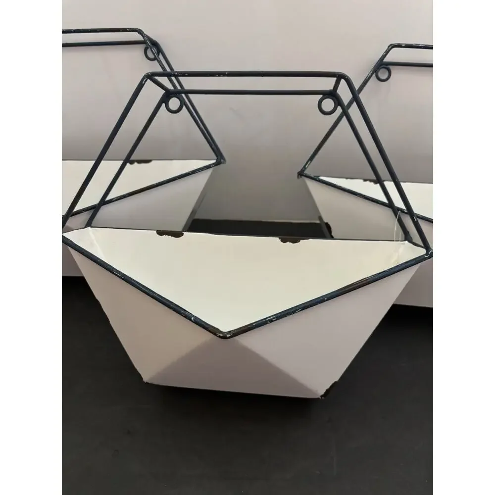 Hobby Lobby Geometric Wall Mounted Planters 3pc Set Metal Black/White